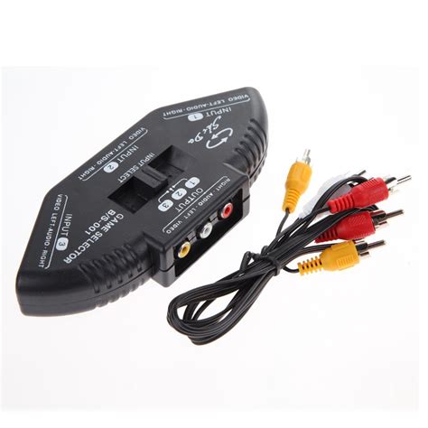 3 Port AV Composite + Audio RCA Selector AV Switch Splitter.
